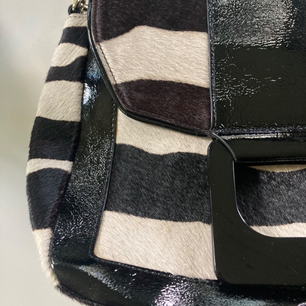 Elaine Turner Zebra Haircalf Shoulder Bag Purse Pink Lined - Picture 7 of 14